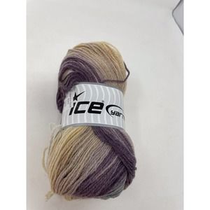 (1) 100 gr Merino Gold Batik Purple Beige Merino Wool Acr Sport Yarn NEW